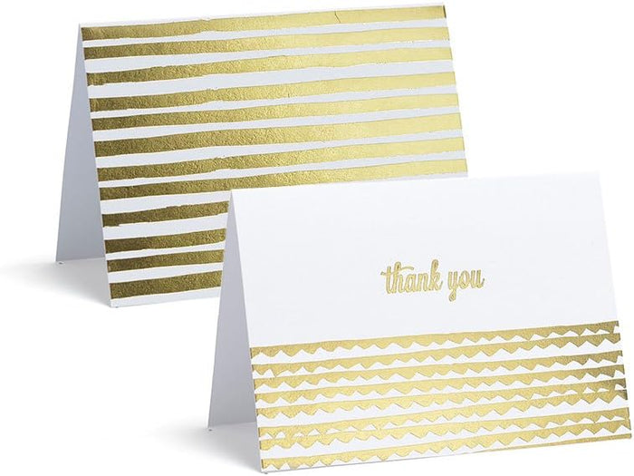 16 ct. Correspondence Set - Gold Foil Thank You Cards and Note Cards