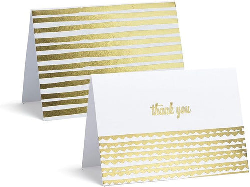 16 ct. Correspondence Set - Gold Foil Thank You Cards and Note Cards
