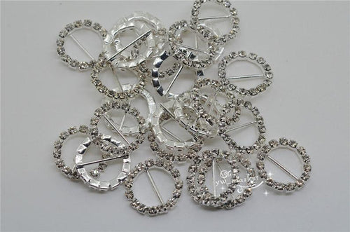 19.5mm Rhinestone Ribbon Sliders x 25 pieces - Silver/Gold