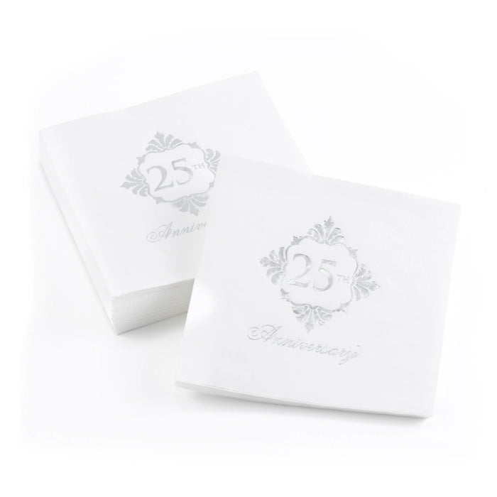 25th Anniversary Beverage Napkins - 50 count