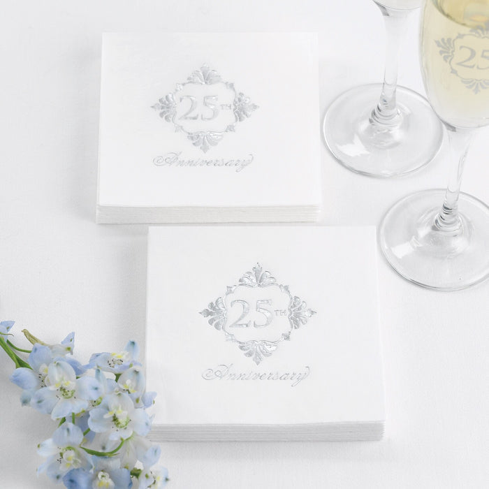 25th Anniversary Beverage Napkins - 50 count