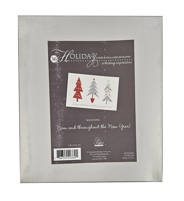 36ct - Value Pack Foil Christmas Trees Holiday Cards
