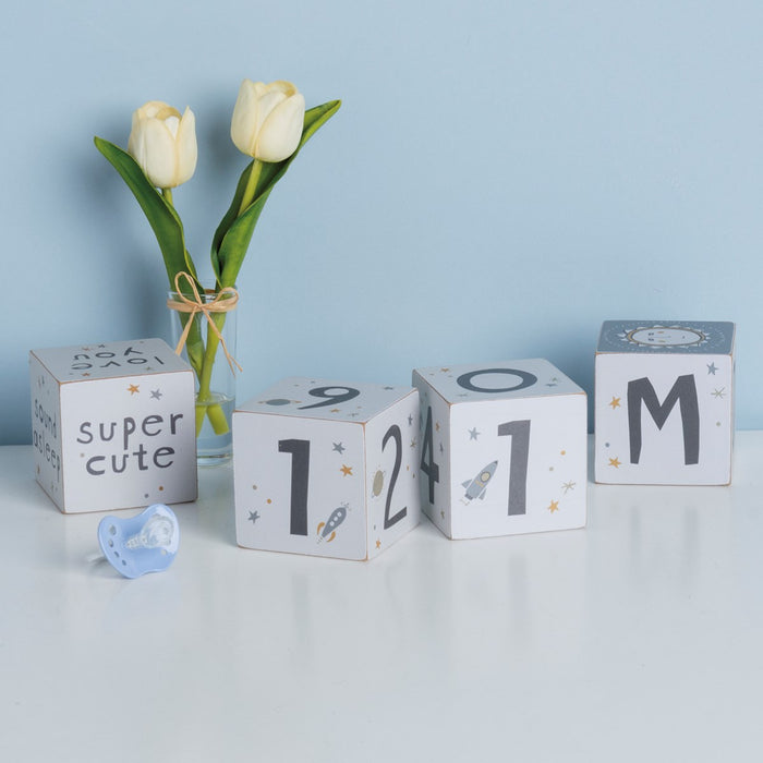 4-Piece Milestone Baby Blocks Set - Galaxy
