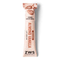 Lip balm stick labeled 'Almond Vanilla' by ZWS Essentials on a white background