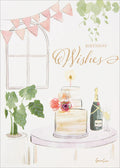 Birthday Greeting Card - Cake and Champagne