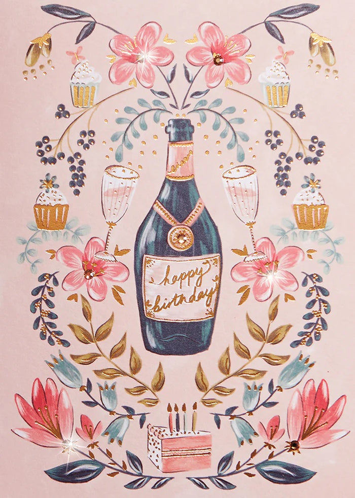 Birthday Greeting Card - Prosecco