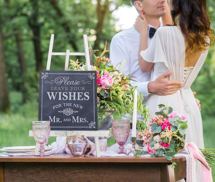 Black & White Wedding Wishes Wedding Sign