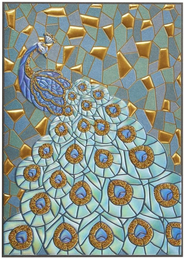 Blank Inside Greeting Card - Peacock Mosaic