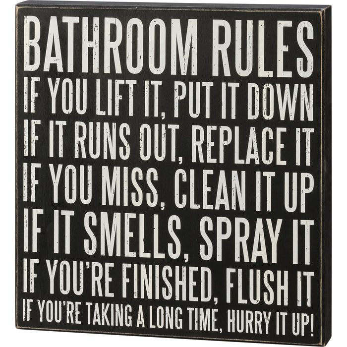 Box Sign - Bathroom Rules