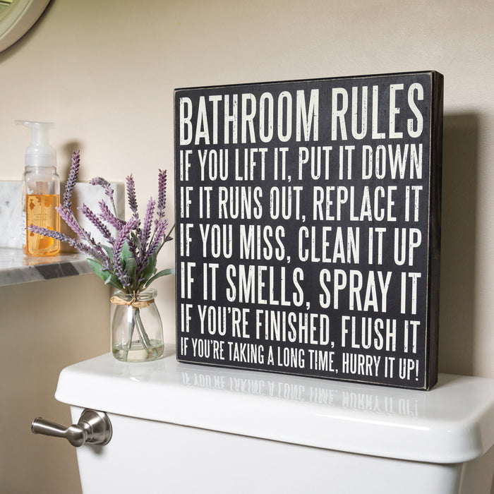Box Sign - Bathroom Rules