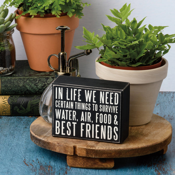 Box Sign - Water, Air, Food & Best Friends