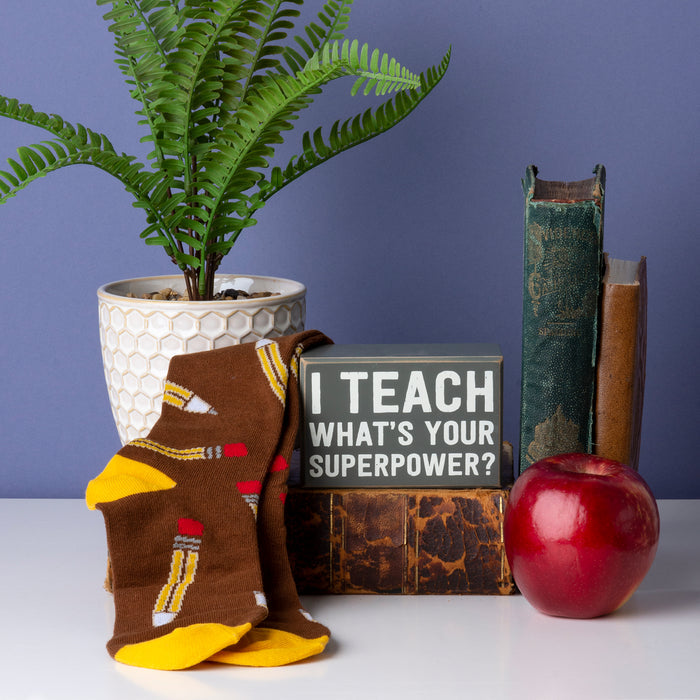 Box Sign & Sock Gift Set - I Teach