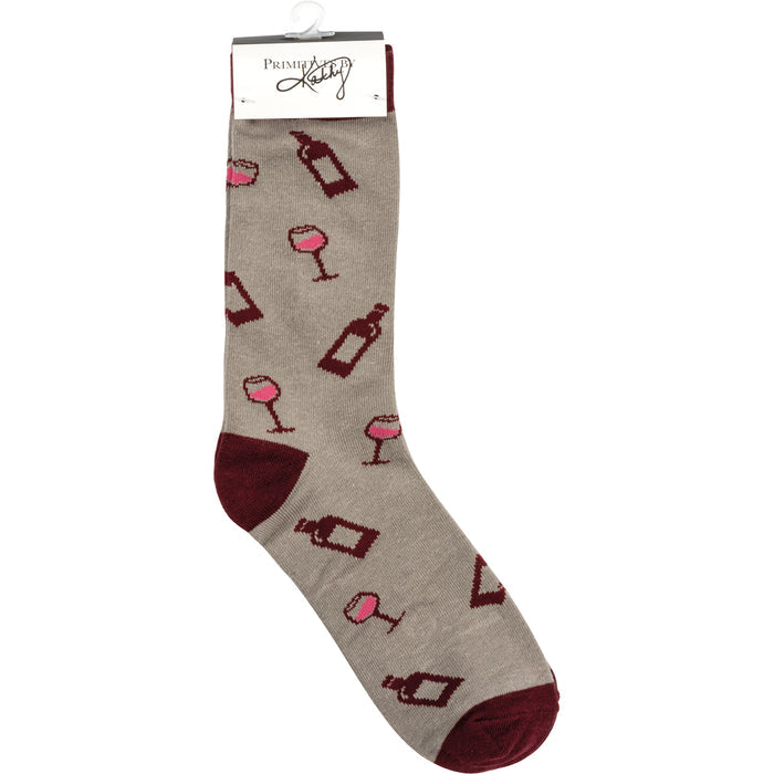 Box Sign & Sock Set - Running Out Of Wine