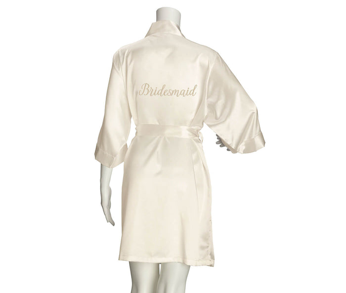Bridesmaid Satin Robe - Ivory - Small/Medium