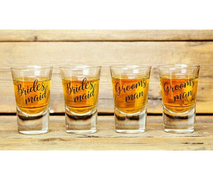 Bridesmaid/Groomsman Shot Glass Set of 4