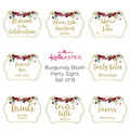 Burgundy & Blush Floral Party Sign Kit (Set of 8)