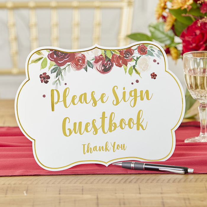 Burgundy & Blush Floral Party Sign Kit (Set of 8)