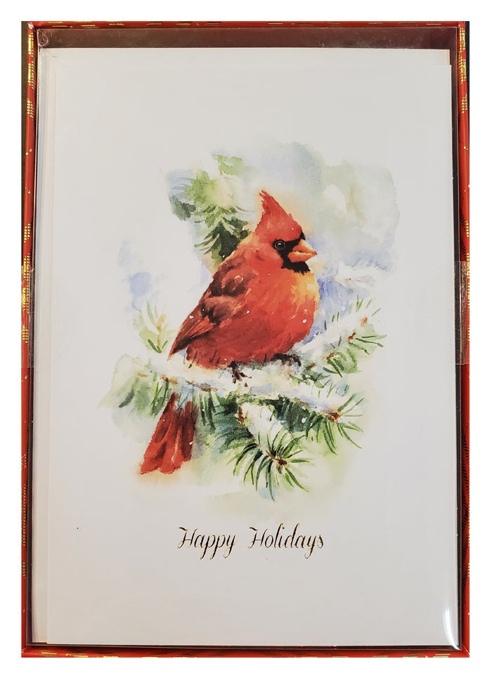 Cardinal on a Snow-Covered Branch - Boxed Christmas Cards - 15 ct.
