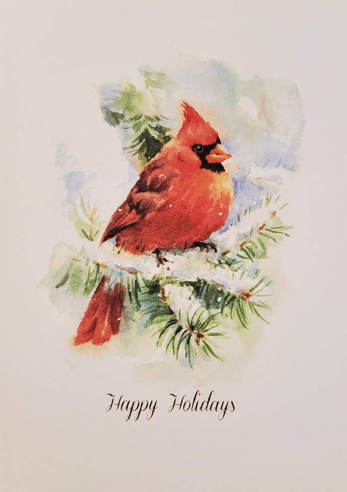 Cardinal on a Snow-Covered Branch - Boxed Christmas Cards - 15 ct.