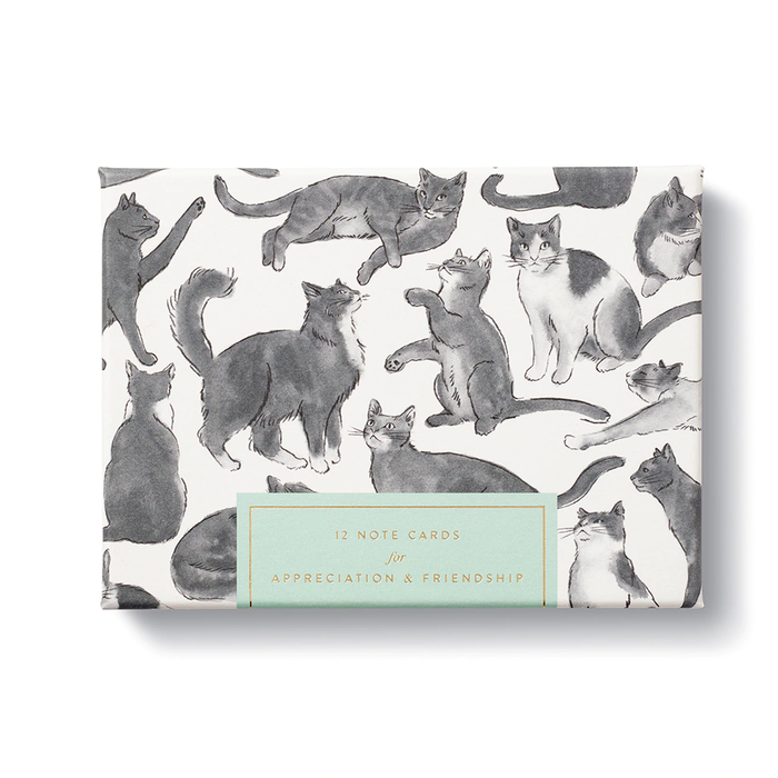Cat Themed Cards - 12ct Notecards for Appreciation & Friendship