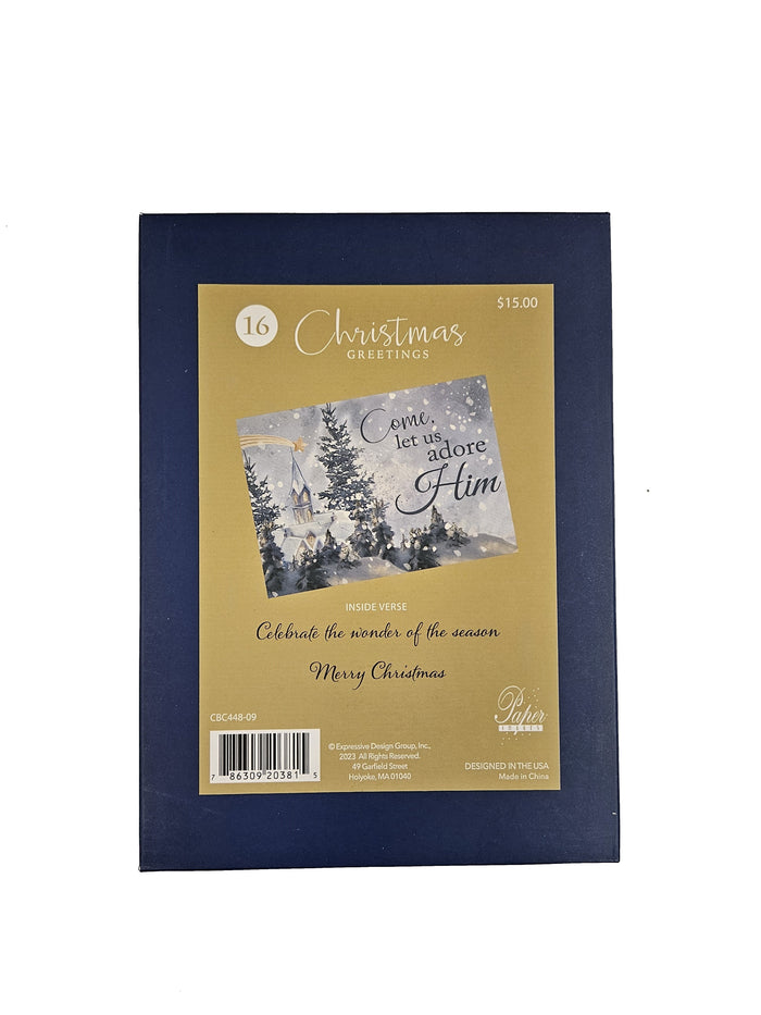Come Let Us Adore Him - Religious Premium Boxed Holiday Cards - 16ct.