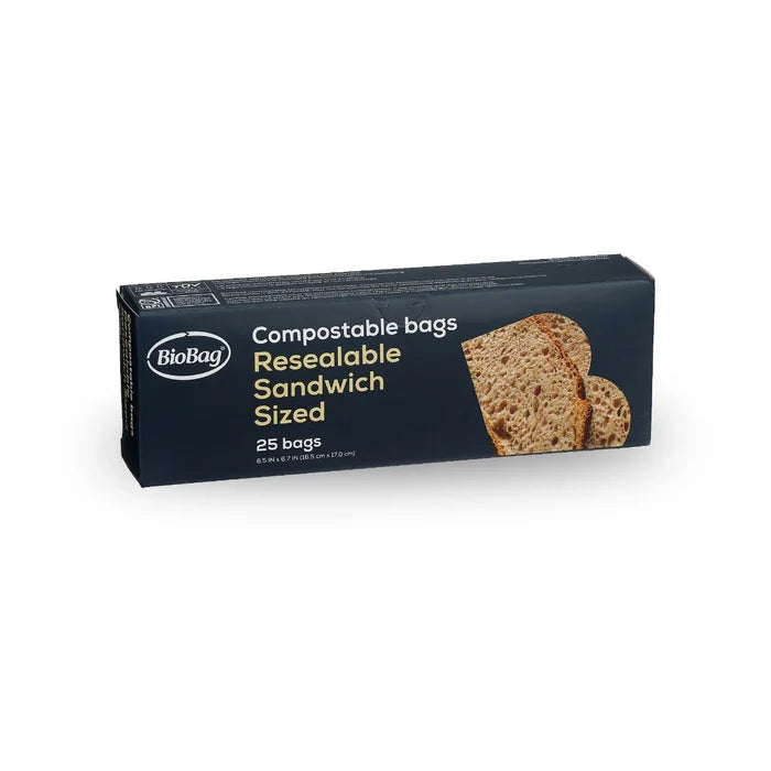 Compostable & Resealable Sandwich Bags - 25pk