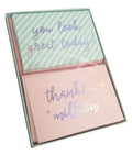 Double Boxed Notes - 16 count - Silver Foil Script