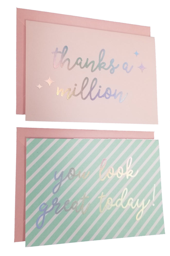 Double Boxed Notes - 16 count - Silver Foil Script