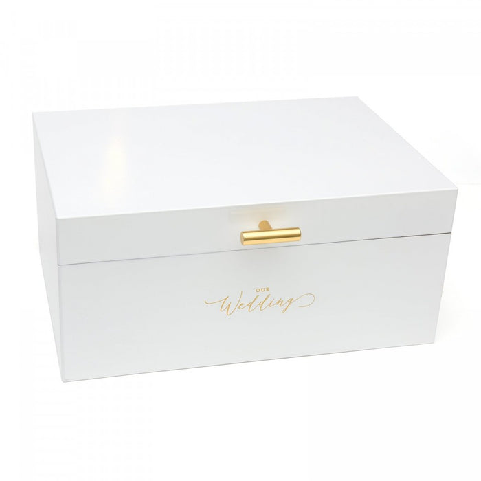 Elegant White Wooden Wedding Card Box
