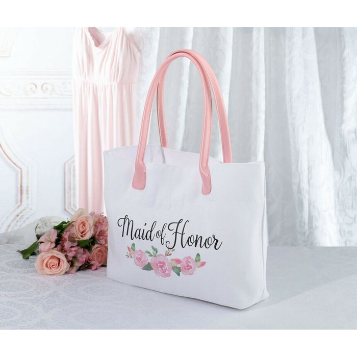 Floral Maid of Honor Tote Bag
