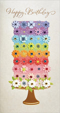 Foil Stamped Birthday Greeting Card - Tiered Flower Cake