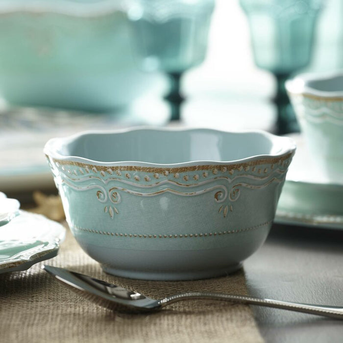 French Perle Blue Melamine Salad Bowl, set of 4