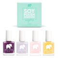 Full Bloom set: Soy Polish Remover Wipes with plum, lilac, pale pink and yellow nail polish – ella+mila