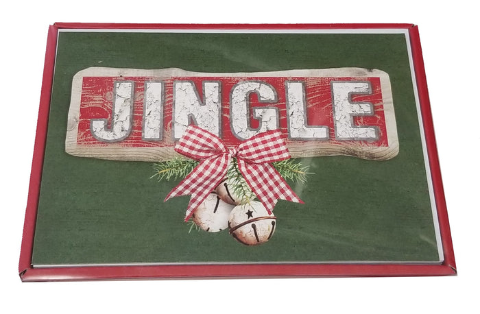 Gingham Jingle Bells - Country Christmas Boxed Card Set -  20ct