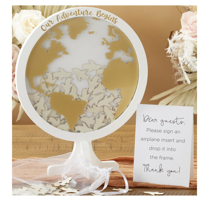 Globe - Wedding Guest Book Alternative - 100 Wooden Airplanes