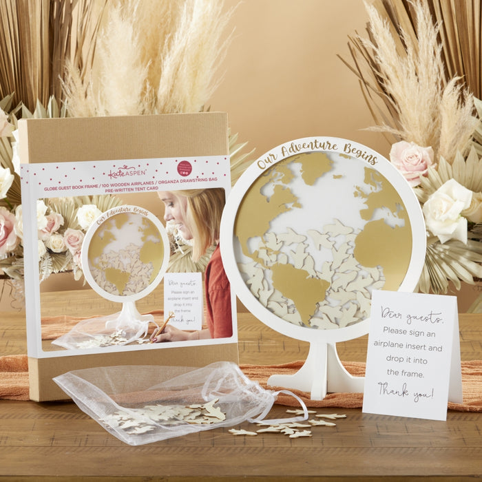 Globe - Wedding Guest Book Alternative - 100 Wooden Airplanes
