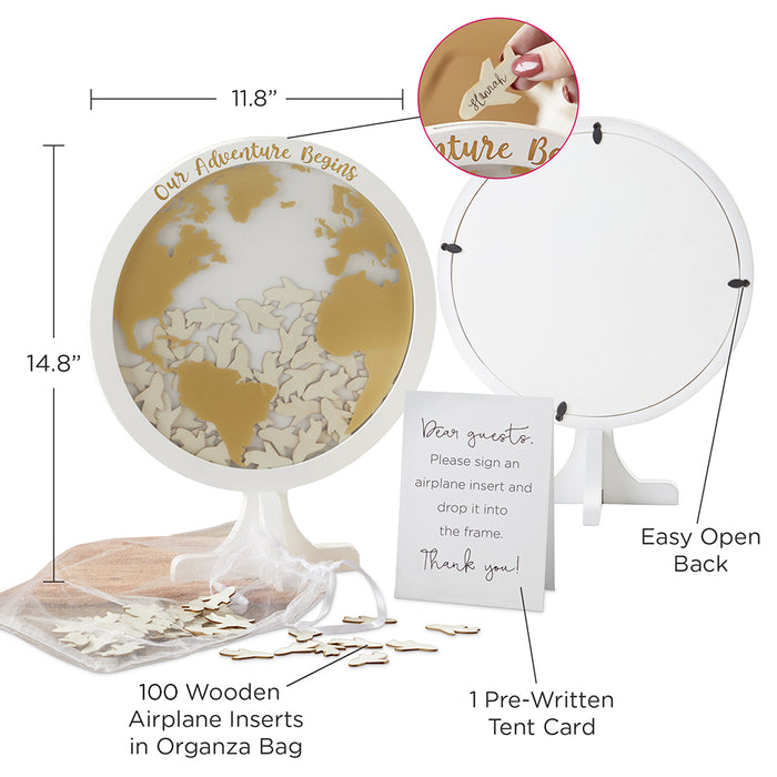 Globe - Wedding Guest Book Alternative - 100 Wooden Airplanes