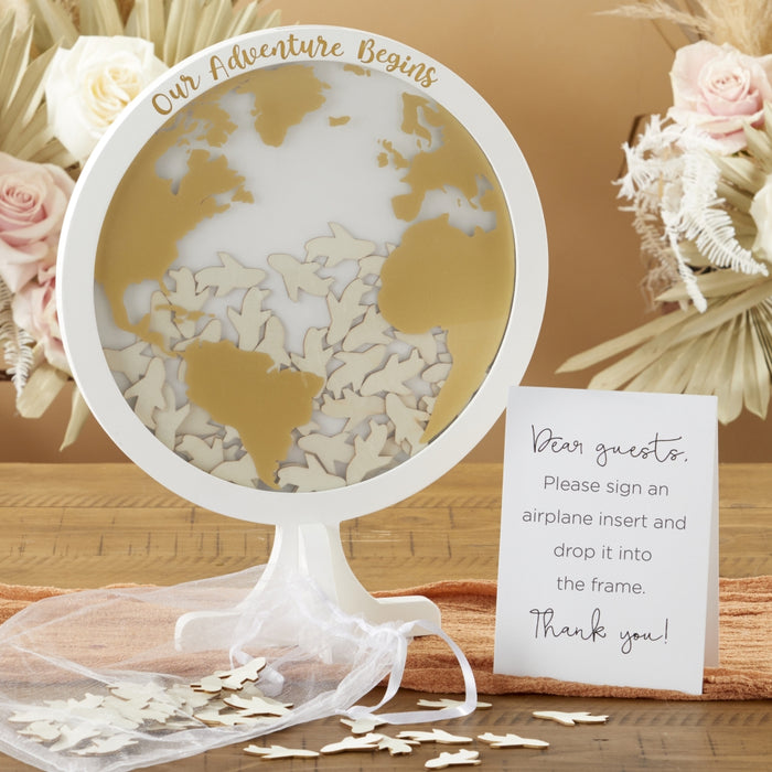 Globe - Wedding Guest Book Alternative - 100 Wooden Airplanes