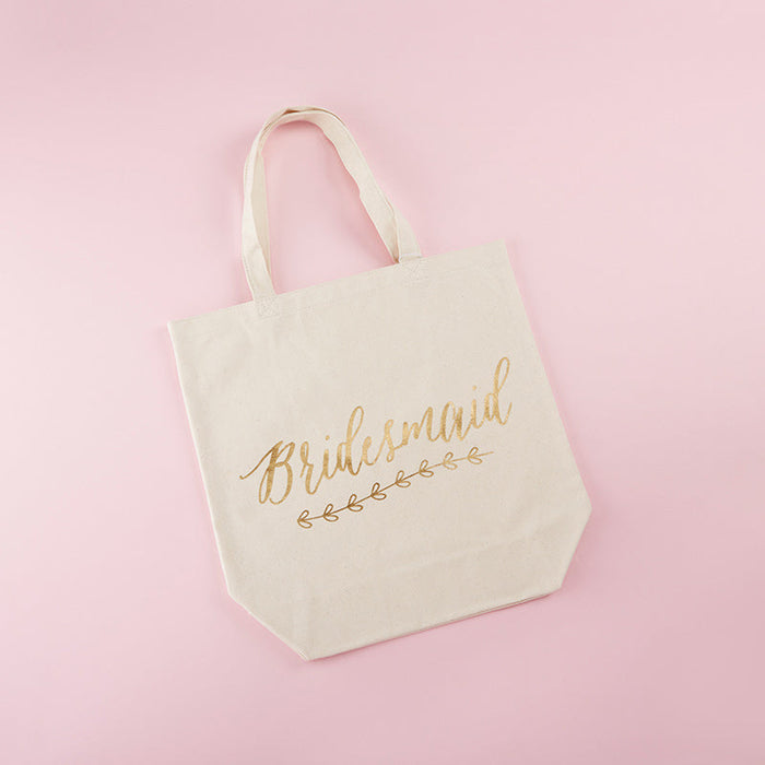 Gold Foil Bridesmaid Canvas Tote Bag