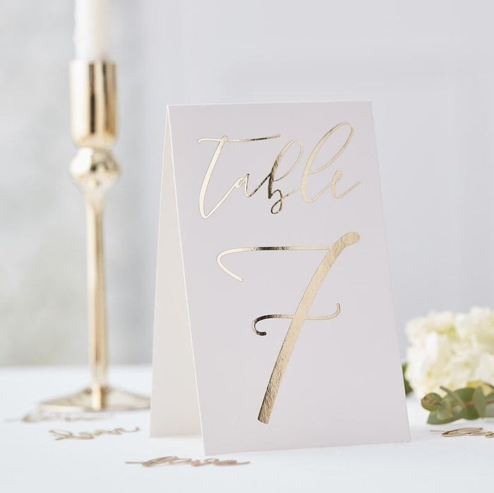 Gold Foil Table Number Set -  Tables 1-12