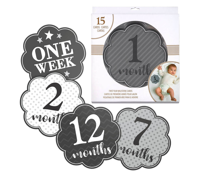 Grey Milestone Card Set (1-15 months)