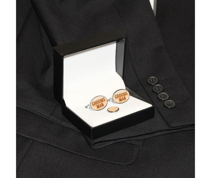 Groomsman Wood Cufflinks & Tie Tack Set