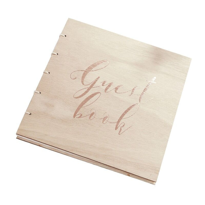 Guest Book - Wooden - Rose Gold Wooden Wedding