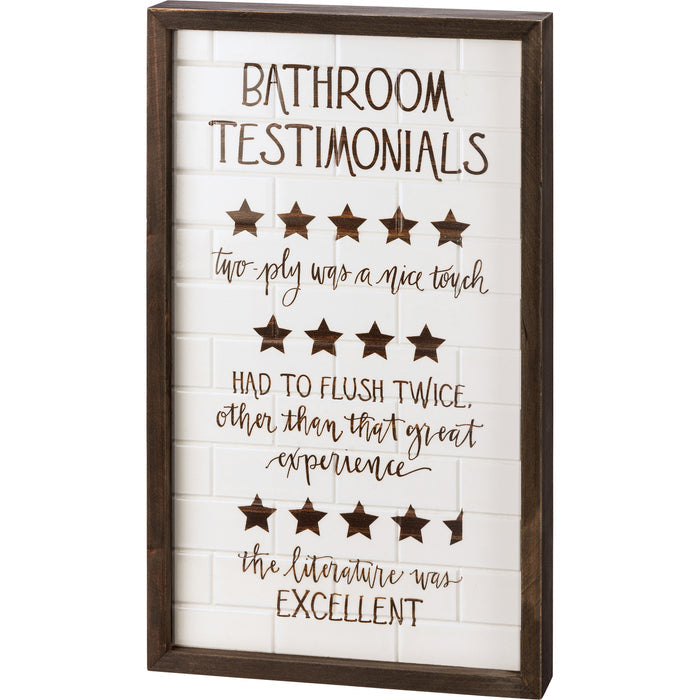 Inset Box Sign - Bathroom Testimonials