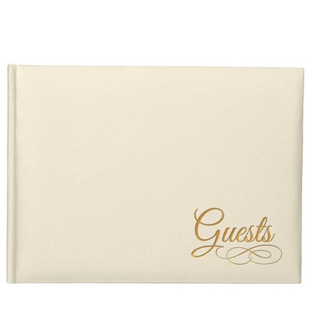 Ivory Guest Book with Gold Foil Detail