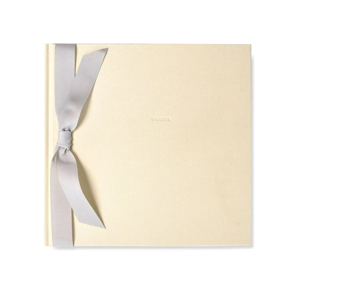 Ivory Wedding Guest Book with Bow