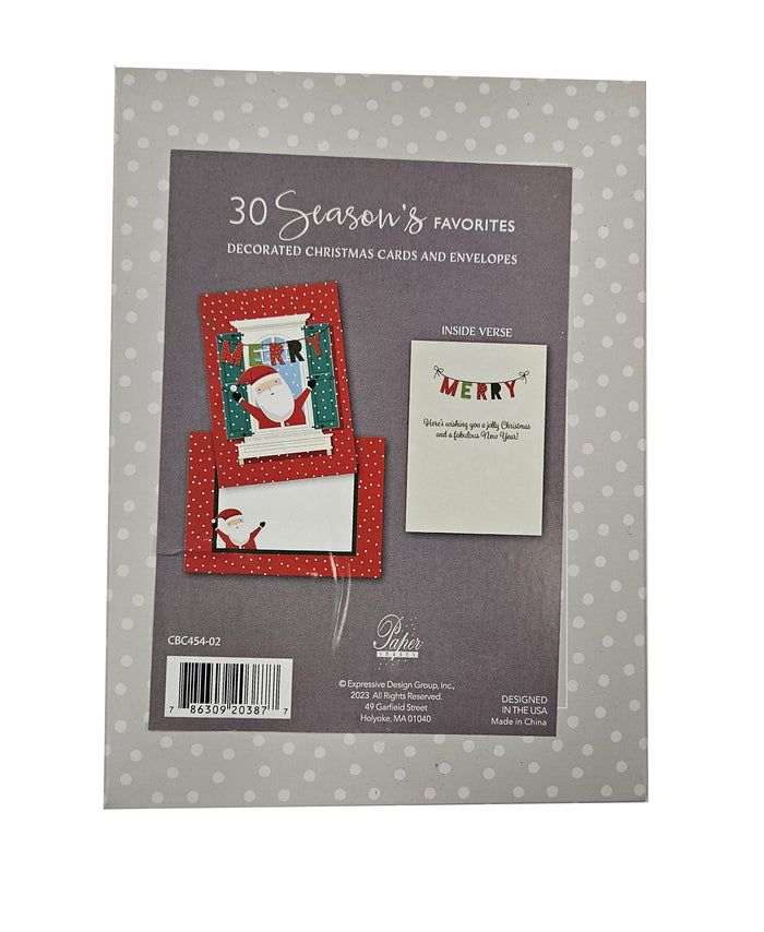 Jolly Santa -  Value Pack Premium Boxed Holiday Cards - 30ct.