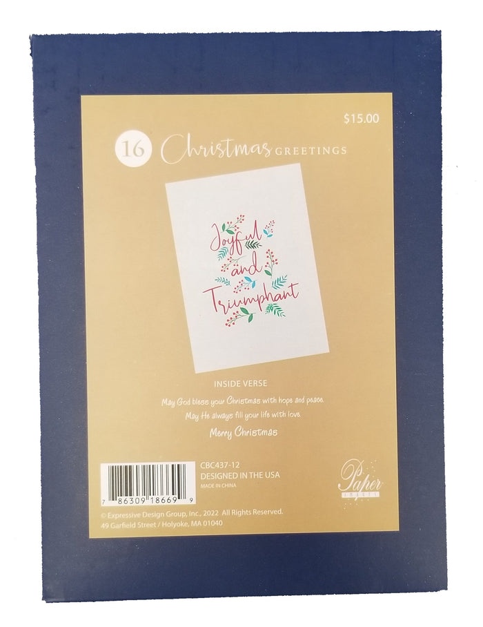 Joyful and Triumphant -  Premium Boxed Holiday Cards - 16ct.