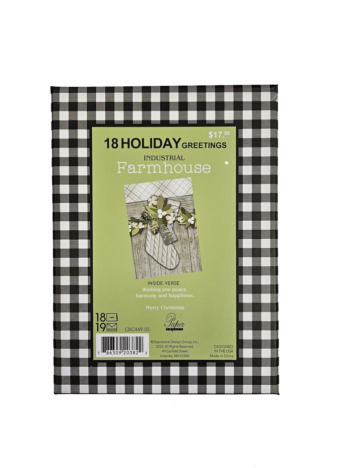 Knit Christmas Stocking - Premium Boxed Farmhouse Holiday Cards - 18ct.