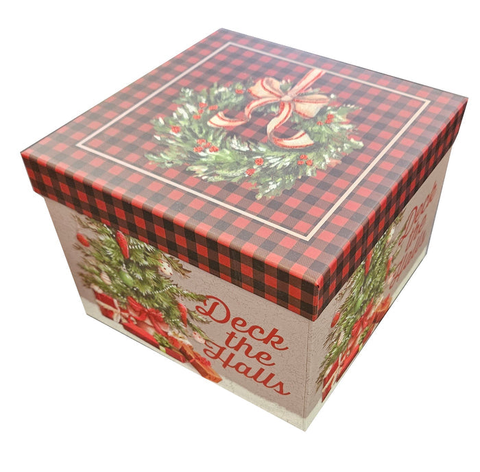 Large Decorative Square Gift Box - Deck the Halls